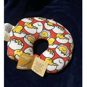 Sanrio Gudetama The Lazy Egg Neck Pillow, Soft Contoured Travel Cushion, Orange